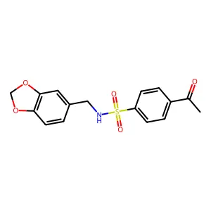 4-acetyl-N-[(2H-1,3-benzodioxol-5-yl)methyl]benzene-1-sulfonamide structure