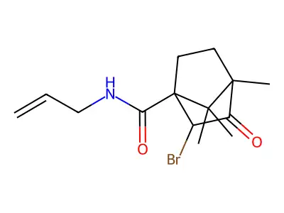 N-allyl-2-bromo-4,7,7-trimethyl-3-oxobicyclo[2.2.1]heptane-1-carboxamide structure