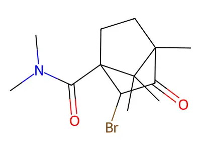 (2-bromo-4,7,7-trimethyl-3-oxobicyclo[2.2.1]heptyl)-N,N-dimethylcarboxamide structure