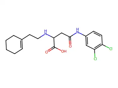 2-[2-(Cyclohexen-1-yl)ethylamino]-4-(3,4-dichloroanilino)-4-oxobutanoic acid structure