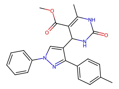 methyl 6-methyl-4-[3-(4-methylphenyl)-1-phenyl-1H-pyrazol-4-yl]-2-oxo-1,2,3,4-tetrahydropyrimidine-5-carboxylate structure