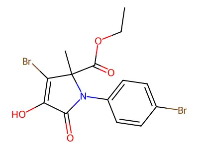 ethyl 3-bromo-1-(4-bromophenyl)-4-hydroxy-2-methyl-5-oxo-2,5-dihydro-1H-pyrrole-2-carboxylate structure
