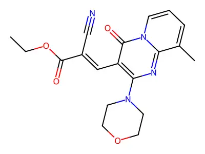 ethyl 2-cyano-3-(9-methyl-2-morpholin-4-yl-4-oxopyrido[1,2-a]pyrimidin-3-yl)prop-2-enoate structure