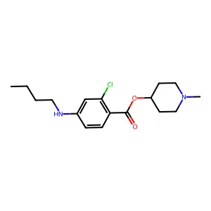 Benzoic acid, 4-(butylamino)-2-chloro-, 1-methyl-4-piperidyl ester structure