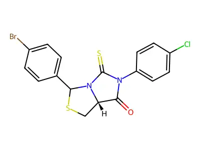 3-(4-bromophenyl)-6-(4-chlorophenyl)-5-thioxotetrahydro-7H-imidazo[1,5-c][1,3]thiazol-7-one structure