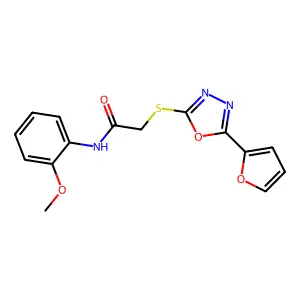 2-{[5-(2-furyl)-1,3,4-oxadiazol-2-yl]sulfanyl}-N-(2-methoxyphenyl)acetamide structure