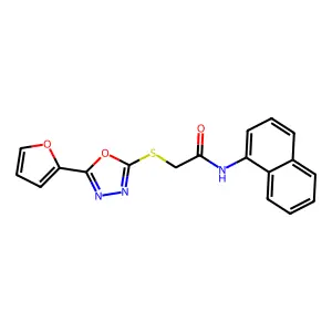 2-[[5-(furan-2-yl)-1,3,4-oxadiazol-2-yl]sulfanyl]-N-naphthalen-1-ylacetamide structure