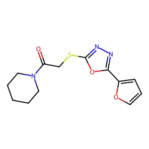 2-[[5-(Furan-2-yl)-1,3,4-oxadiazol-2-yl]sulfanyl]-1-piperidin-1-ylethanone structure