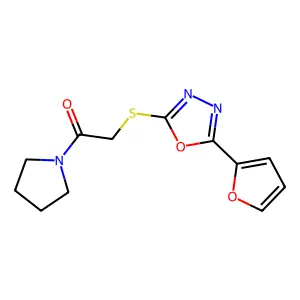 2-((5-(Furan-2-yl)-1,3,4-oxadiazol-2-yl)thio)-1-(pyrrolidin-1-yl)ethanone structure