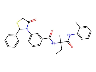 N-[2-methyl-1-(2-methylanilino)-1-oxobutan-2-yl]-3-(4-oxo-2-phenyl-1,3-thiazolidin-3-yl)benzamide structure