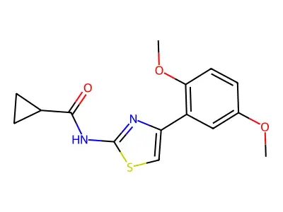 N-[4-(2,5-dimethoxyphenyl)-1,3-thiazol-2-yl]cyclopropanecarboxamide structure