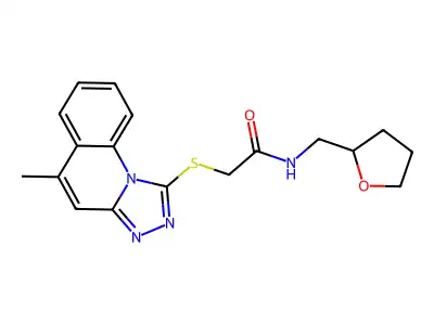 2-({5-methyl-[1,2,4]triazolo[4,3-a]quinolin-1-yl}sulfanyl)-N-[(oxolan-2-yl)methyl]acetamide structure