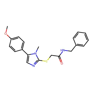 N-benzyl-2-((5-(4-methoxyphenyl)-1-methyl-1H-imidazol-2-yl)thio)acetamide structure