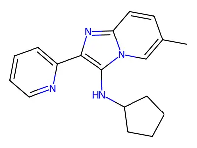 N-cyclopentyl-6-methyl-2-pyridin-2-ylimidazo[1,2-a]pyridin-3-amine structure