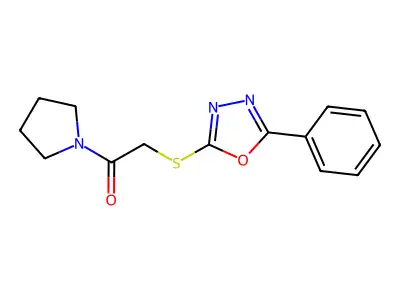 2-[(5-Phenyl-1,3,4-oxadiazol-2-yl)sulfanyl]-1-pyrrolidin-1-ylethanone structure
