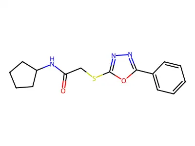 N-cyclopentyl-2-[(5-phenyl-1,3,4-oxadiazol-2-yl)sulfanyl]acetamide structure