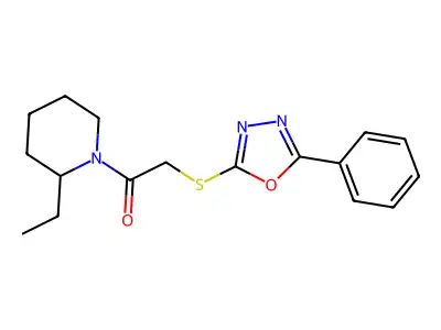 1-(2-Ethylpiperidin-1-yl)-2-[(5-phenyl-1,3,4-oxadiazol-2-yl)sulfanyl]ethanone structure