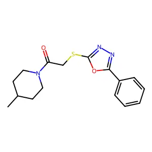 1-(4-Methylpiperidin-1-yl)-2-((5-phenyl-1,3,4-oxadiazol-2-yl)thio)ethanone structure