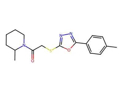 1-(2-Methylpiperidin-1-yl)-2-((5-(p-tolyl)-1,3,4-oxadiazol-2-yl)thio)ethanone structure