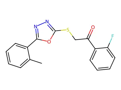 1-(2-Fluorophenyl)-2-(5-o-tolyl-1,3,4-oxadiazol-2-ylthio)ethanone structure