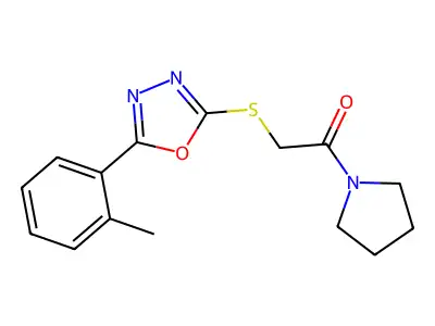 1-(Pyrrolidin-1-yl)-2-((5-(o-tolyl)-1,3,4-oxadiazol-2-yl)thio)ethanone structure