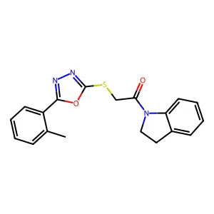 1-(Indolin-1-yl)-2-((5-(o-tolyl)-1,3,4-oxadiazol-2-yl)thio)ethanone structure