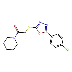 2-[[5-(4-Chlorophenyl)-1,3,4-oxadiazol-2-yl]sulfanyl]-1-piperidin-1-ylethanone structure