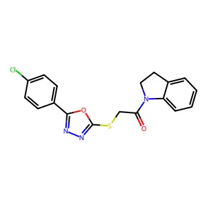2-((5-(4-Chlorophenyl)-1,3,4-oxadiazol-2-yl)thio)-1-(indolin-1-yl)ethanone structure