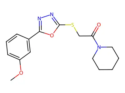 2-((5-(3-Methoxyphenyl)-1,3,4-oxadiazol-2-yl)thio)-1-(piperidin-1-yl)ethanone structure