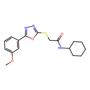 N-cyclohexyl-2-{[5-(3-methoxyphenyl)-1,3,4-oxadiazol-2-yl]sulfanyl}acetamide structure