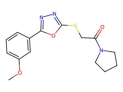 2-[[5-(3-Methoxyphenyl)-1,3,4-oxadiazol-2-yl]sulfanyl]-1-pyrrolidin-1-ylethanone structure
