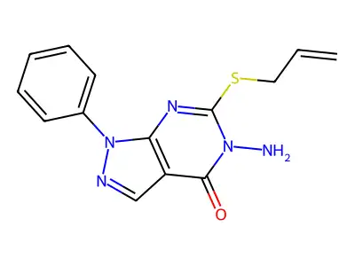 5-Amino-1-phenyl-6-prop-2-enylsulfanylpyrazolo[3,4-d]pyrimidin-4-one structure