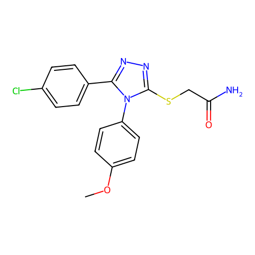 2-{[5-(4-chlorophenyl)-4-(4-methoxyphenyl)-4H-1,2,4-triazol-3-yl]sulfanyl}acetamide structure