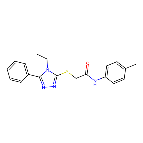 2-[(4-ethyl-5-phenyl-4H-1,2,4-triazol-3-yl)sulfanyl]-N-(4-methylphenyl)acetamide structure