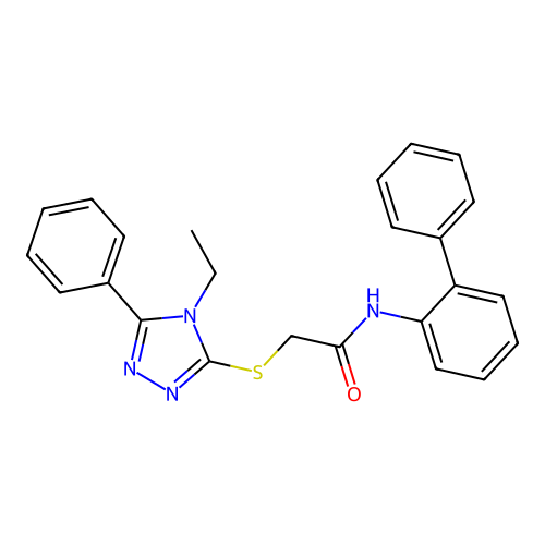 N-(biphenyl-2-yl)-2-[(4-ethyl-5-phenyl-4H-1,2,4-triazol-3-yl)sulfanyl]acetamide structure