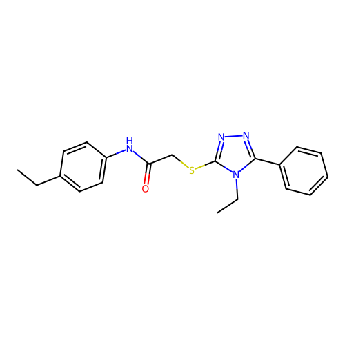 N-(4-ethylphenyl)-2-[(4-ethyl-5-phenyl-4H-1,2,4-triazol-3-yl)sulfanyl]acetamide structure