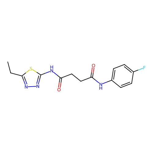 N-[(2Z)-5-ethyl-1,3,4-thiadiazol-2(3H)-ylidene]-N'-(4-fluorophenyl)butanediamide structure