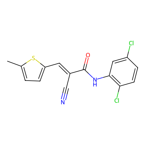 2-cyano-N-(2,5-dichlorophenyl)-3-(5-methylthiophen-2-yl)prop-2-enamide structure