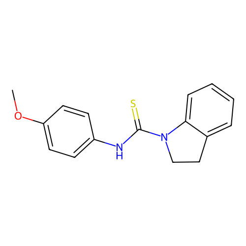 Indolinyl((4-methoxyphenyl)amino)methane-1-thione structure