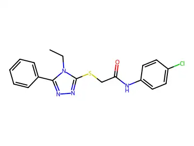 N-(4-chlorophenyl)-2-[(4-ethyl-5-phenyl-1,2,4-triazol-3-yl)sulfanyl]acetamide structure
