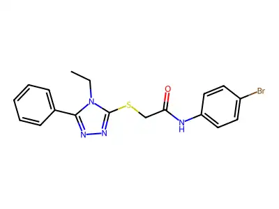 N-(4-bromophenyl)-2-[(4-ethyl-5-phenyl-1,2,4-triazol-3-yl)sulfanyl]acetamide structure