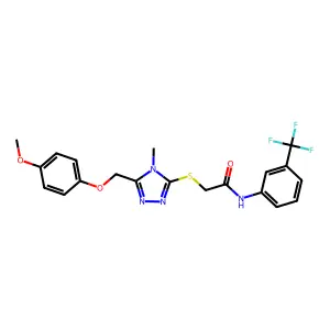 2-({5-[(4-methoxyphenoxy)methyl]-4-methyl-4H-1,2,4-triazol-3-yl}sulfanyl)-N-[3-(trifluoromethyl)phenyl]acetamide structure