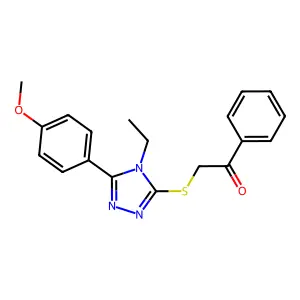 2-{[4-ethyl-5-(4-methoxyphenyl)-4H-1,2,4-triazol-3-yl]sulfanyl}-1-phenylethanone structure