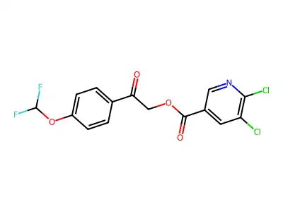 2-[4-(Difluoromethoxy)phenyl]-2-oxoethyl 5,6-dichloropyridine-3-carboxylate structure