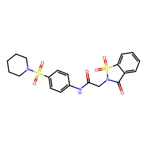 2-(1,1-dioxido-3-oxo-1,2-benzisothiazol-2(3H)-yl)-N-[4-(1-piperidinylsulfonyl)phenyl]acetamide structure