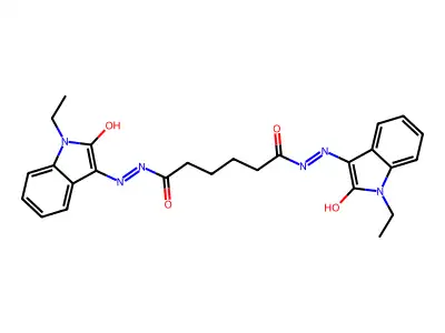 N'~1~,N'~6~-bis[(3E)-1-ethyl-2-oxo-1,2-dihydro-3H-indol-3-ylidene]hexanedihydrazide structure
