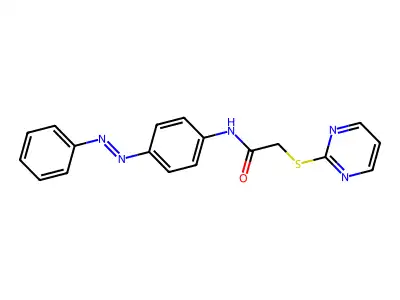 Acetamide, N-[4-(2-phenyldiazenyl)phenyl]-2-(2-pyrimidinylthio)- structure