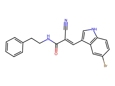3-(5-bromo-1H-indol-3-yl)-2-cyano-N-(2-phenylethyl)prop-2-enamide structure
