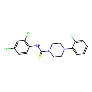 N-(2,4-dichlorophenyl)-4-(2-fluorophenyl)piperazine-1-carbothioamide structure