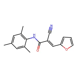 (2Z)-2-cyano-3-(furan-2-yl)-N-(2,4,6-trimethylphenyl)prop-2-enamide structure